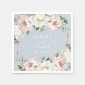 Bloemblush wit groen gepersonaliseerde bruiloft servet (Voorkant)