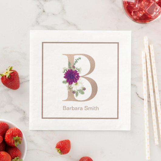 Bloemboeket aangepaste letter B monogram Servet (Insitu)