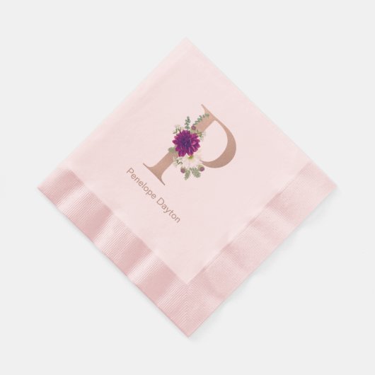Bloemboeket aangepaste letter P monogram Servet (Hoek)