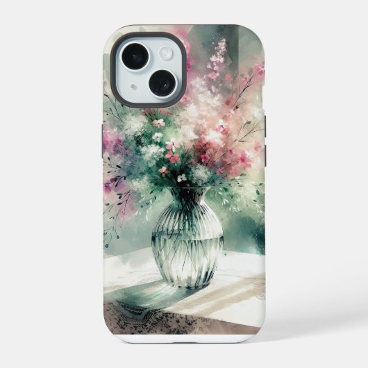 Bloemboeket Alcoholinkt iPhone 15 Case (Achterkant)