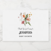 Bloemboeket, Baby shower dank u gunst, Likeurfles Etiket (Enkel label)