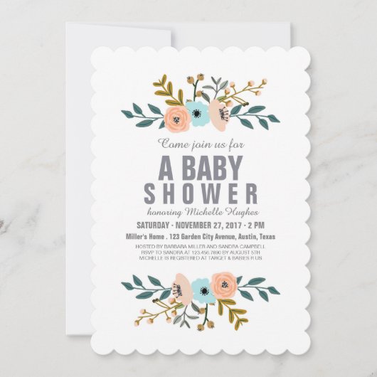 Bloemboeket Baby Shower Kaart (Voorkant)