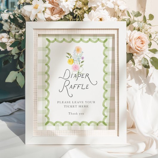 Bloemboeket Baby Shower Luier Raffle Poster