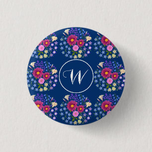 Bloemboeket Blauwe Knop Ronde Button 3,2 Cm