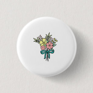Bloemboeket, bloemrijk, kleurrijk ronde button 3,2 cm