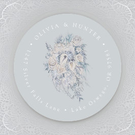 Bloemboeket Bruiloft Paar Namen Retouradres Ronde Sticker