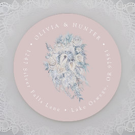 Bloemboeket Bruiloft Paar Namen Retouradres Ronde Sticker