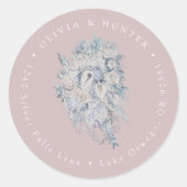Bloemboeket Bruiloft Paar Namen Retouradres Ronde Sticker (Voorkant)
