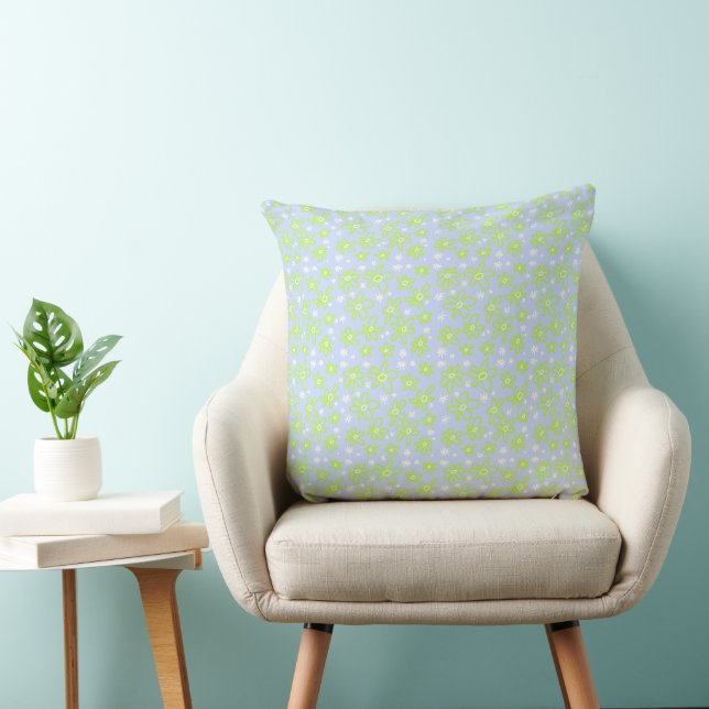 Bloemboeket Daisy Meadow Sky Blauw Groen Wit Kussen (Stoel)