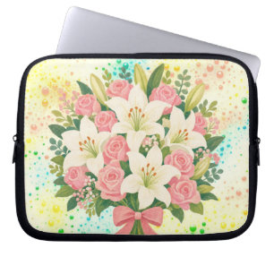 Bloemboeket dauwachtige achtergrond laptop sleeve