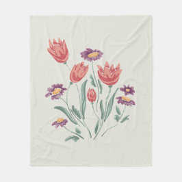 Bloemboeket delicate bloemstukken fleece deken