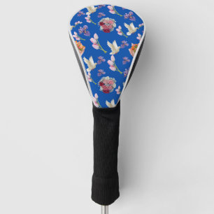 Bloemboeket en vliegende witte duif golfheadcover