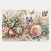 bloemboeket en vlinders Decoupage Inpakpapier Vel (Voorkant 3)