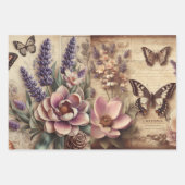 bloemboeket en vlinders Decoupage Inpakpapier Vel (Voorkant 2)