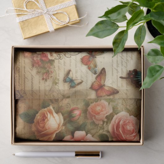 bloemboeket en vlinders Decoupage Tissuepapier (Geschenk)