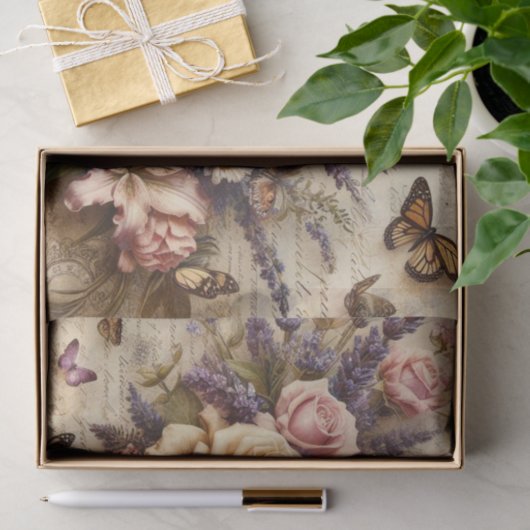 bloemboeket en vlinders Decoupage Tissuepapier (Geschenk)