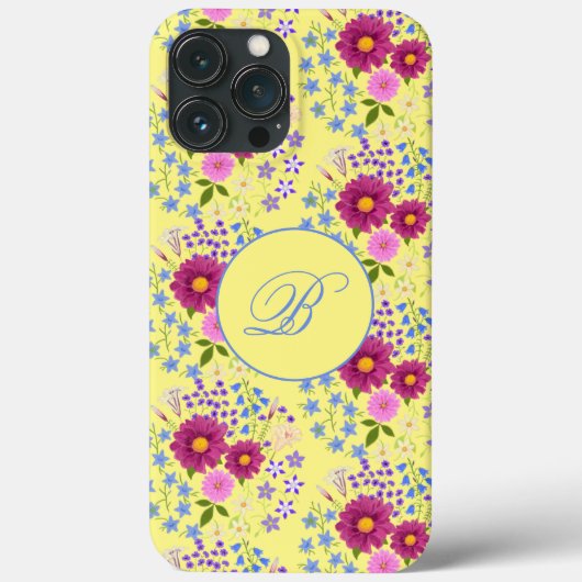 Bloemboeket Gele Monogram iPhone Hoesje (Achterkant)