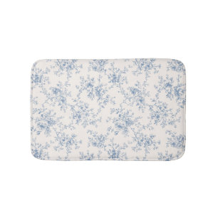 Bloemboeket in blauw crème toile vintage botanisch badmat