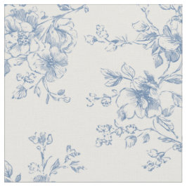 Bloemboeket in blauw crème toile vintage botanisch stof