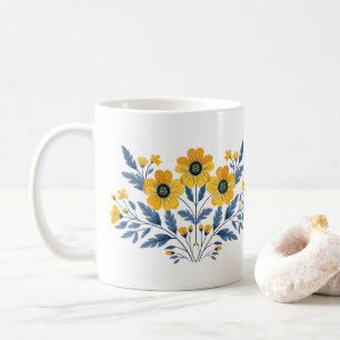 Bloemboeket in Blauw en Geel Koffiemok