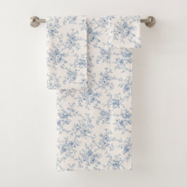 Bloemboeket in blauwe crèmekleurige toile vintage  bad handdoek