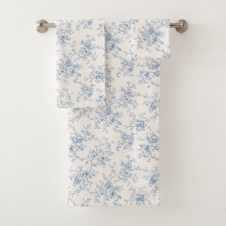 Bloemboeket in blauwe crèmekleurige toile vintage  bad handdoek