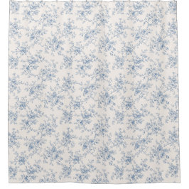 Bloemboeket in blauwe crèmekleurige toile vintage  douchegordijn