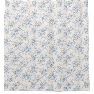 Bloemboeket in blauwe crèmekleurige toile vintage  douchegordijn