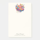 Bloemboeket in Roze Sinaasappel & Blauw Boho Post-it® Notes (Voorkant)