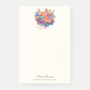 Bloemboeket in Roze Sinaasappel & Blauw Boho Post-it® Notes