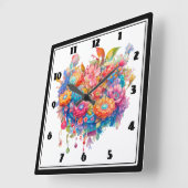 Bloemboeket in Roze Sinaasappel & Blauw Boho Vierkante Klok (Hoek)