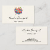 Bloemboeket in Roze Sinaasappel & Blauw Boho Visitekaartje (Voorkant / Achterkant)