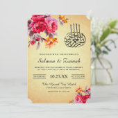  bloemboeket Islamitische bruiloft uitnodiging (Staand voorkant)