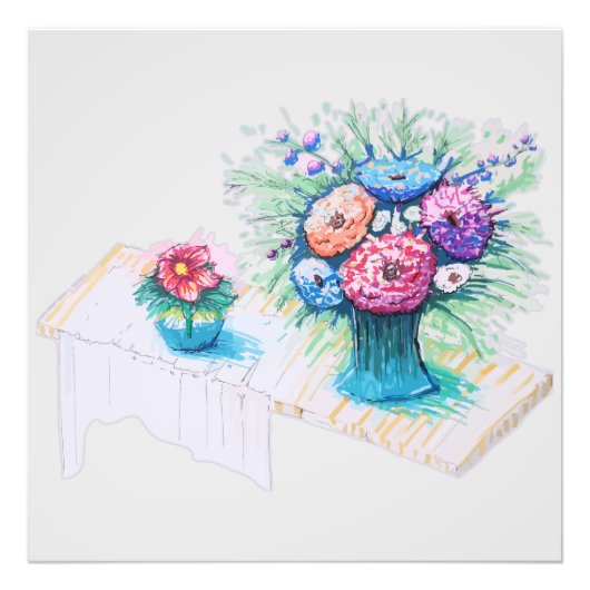 Bloemboeket kleurrijk en levendig foto afdruk (Voorkant)