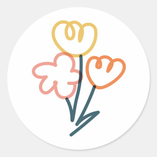 Bloemboeket, kleurrijke doodle Sticker (Voorkant)