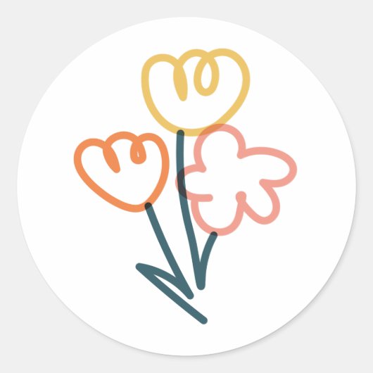 Bloemboeket, kleurrijke doodle Sticker (Voorkant)