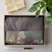 Bloemboeket, maroon rood, groen en goud tissuepapier (Geschenk)