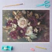 Bloemboeket, maroon rood, groen en goud tissuepapier (Craft)