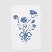 Bloemboeket Met Blauwe Strik Golfhanddoek (Voorkant)