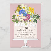 Bloemboeket Moederdag Brunch Folie Uitnodiging (Voorkant)