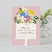 Bloemboeket Moederdag Brunch Folie Uitnodiging (Staand Voorkant)
