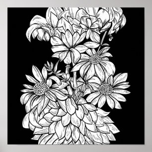 Bloemboeket Natuur Bloeminkt Kleur Pagina Poster