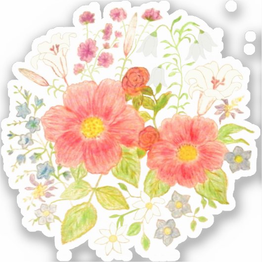 Bloemboeket op maat gemaakte sticker  (Voorkant)