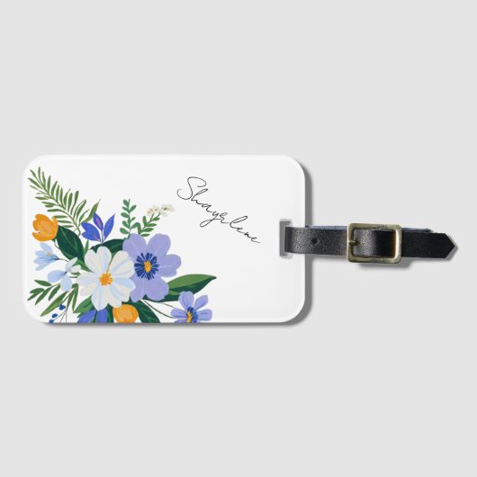 Bloemboeket Paarse Sinaasappel Bagagelabel (Voorkant (horizontaal))