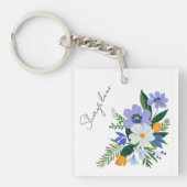 Bloemboeket Paarse Sinaasappel Sleutelhanger (Voorkant)