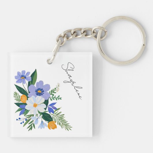 Bloemboeket Paarse Sinaasappel Sleutelhanger (Achterkant)