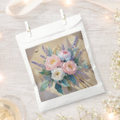 Bloemboeket pioenrozen lavendel bedankzakje (Geknipt)