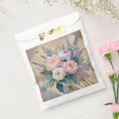 Bloemboeket pioenrozen lavendel bedankzakje (Gezegeld)