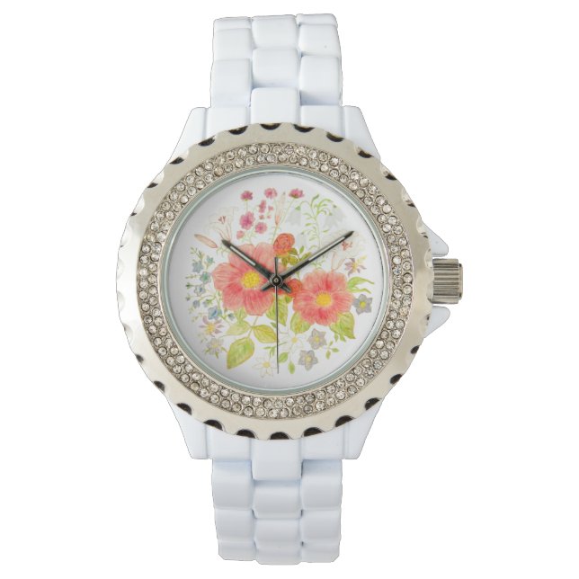 Bloemboeket Roos e-Watch Horloge (Voorkant)