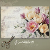  Bloemboeket Roze en Crème op oud papier